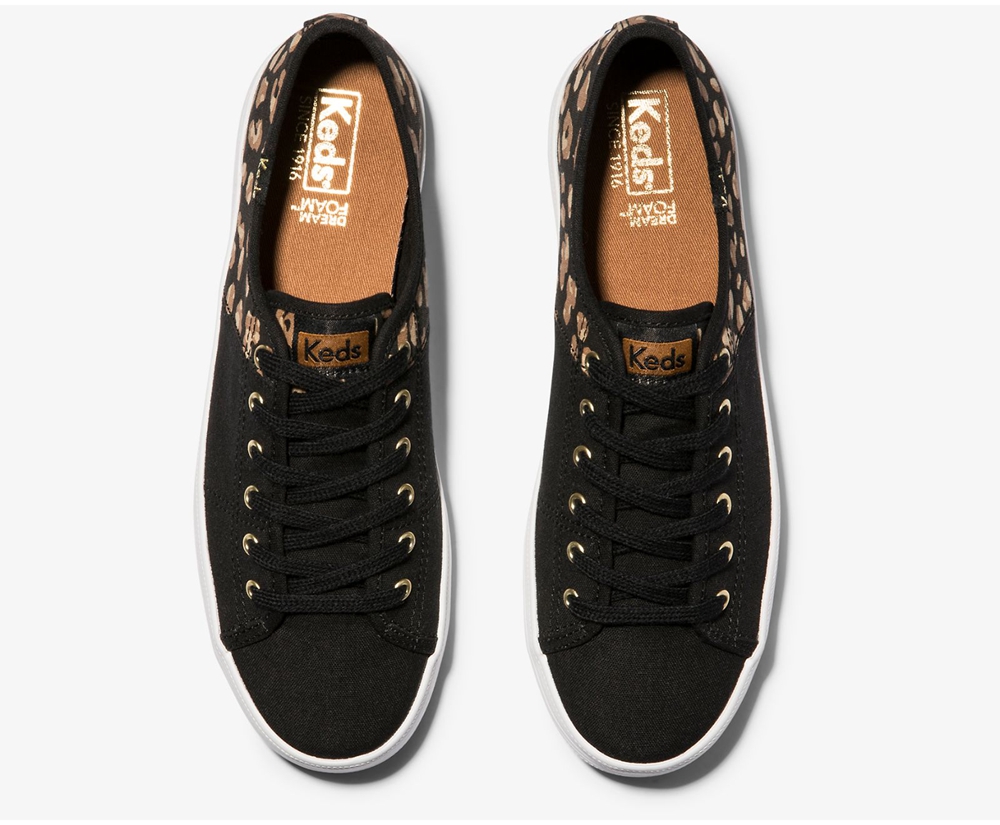 Tenis Keds Mujer Negros/Marrom - Kickstart 50/50 Leopard. - 8251-JLCMI